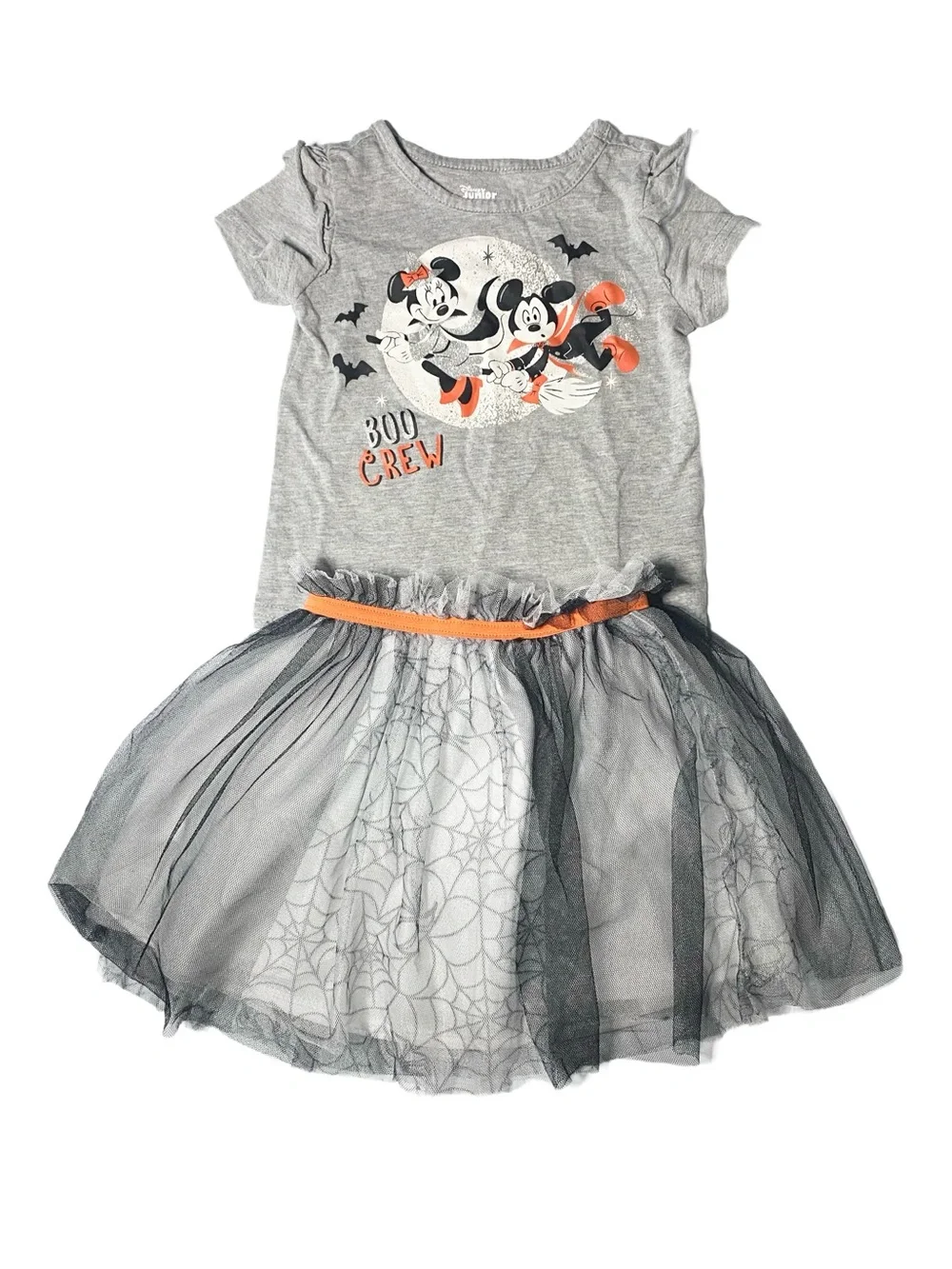 Disney Halloween Mickey & Minnie 'Boo Crew' Tee and Tulle Skort Set Size 2T